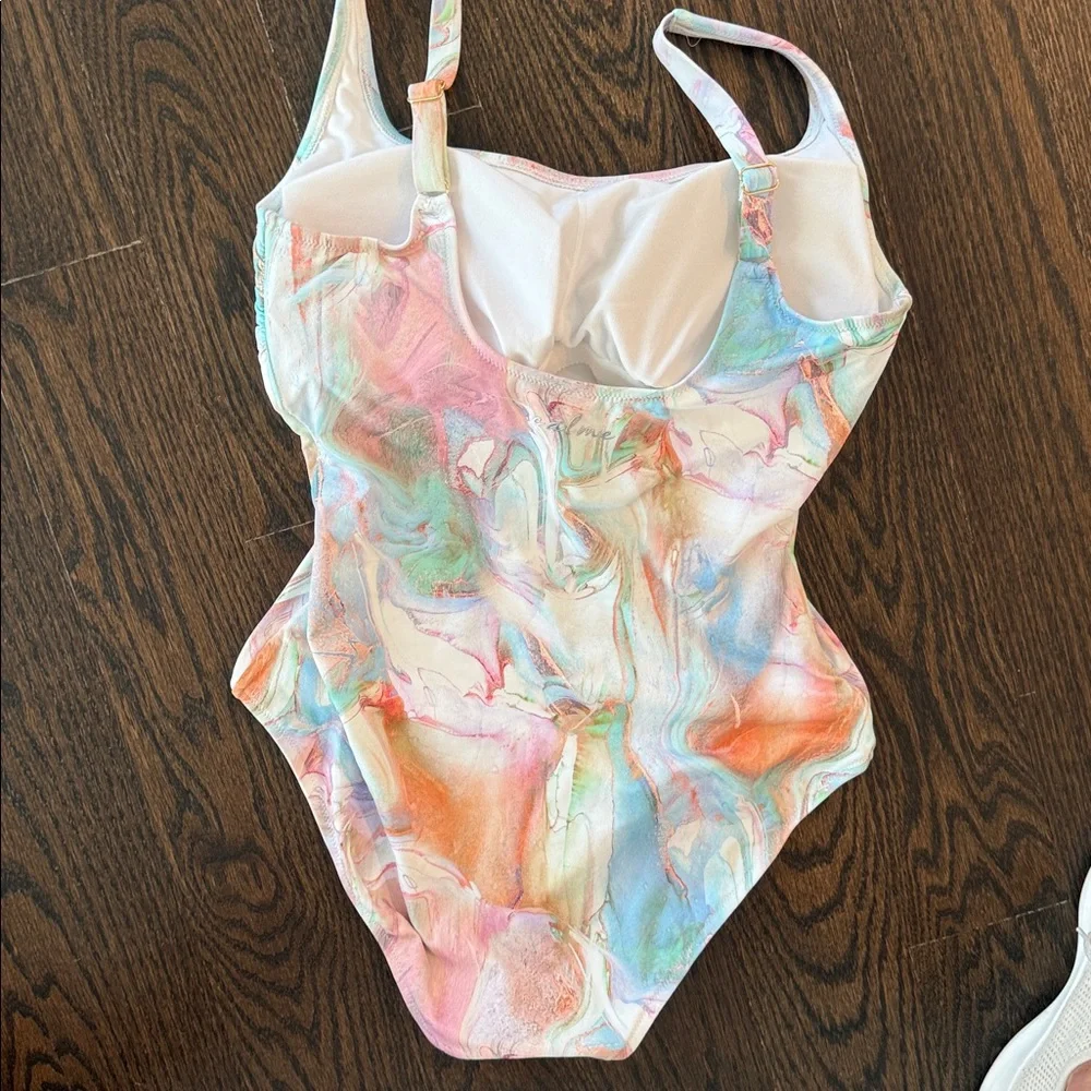 Johnny Was Calme Marble Print Swim One-Piece in Pastel Tones!